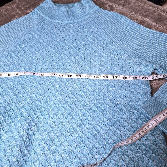 TALBOTS PETITE TURQUOISE TURTLENECK SWEATER WOMENS SIZE XL PETITE WAFFLE KNIT - Picture 6 of 6